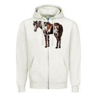 Oatmeal Heather Mustang Horse Zipper Hoodie - LillyAllenDesigns