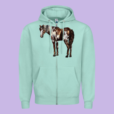 Mustang Horse Zipper Hoodie Designed By Lillyallendesigns