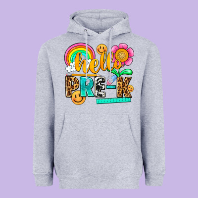 Hello Pre K Heavyweight Hoodie Designed By Nancycooperartshop