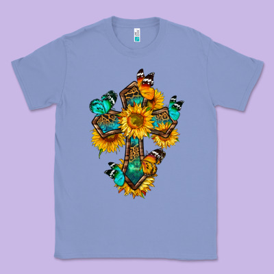 Cross With Butterfly Classic Tee Designed By Bundleandbundleshop