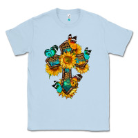 Dusty Blue cross with butterfly Classic Tee - BundleAndBundleShop