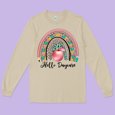 Hello Daycare Long Sleeve Tee Designed By Jahusdesignshop