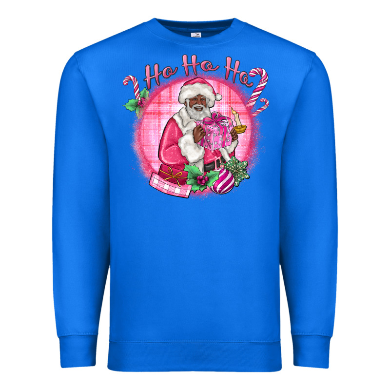 Ho Ho Ho Pink Black Santa Christmas Premium Sweatshirt by MaliasSmallBusiness | Teevron
