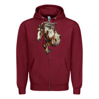 Burgundy Mustang Horse Zipper Hoodie - LillyAllenDesigns