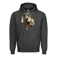 Charcoal Heather Mustang Horse Zipper Hoodie - LillyAllenDesigns
