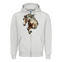 Dove Grey Mustang Horse Zipper Hoodie - LillyAllenDesigns