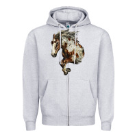 Heather Grey Mustang Horse Zipper Hoodie - LillyAllenDesigns