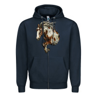 Navy Mustang Horse Zipper Hoodie - LillyAllenDesigns