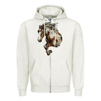 Oatmeal Heather Mustang Horse Zipper Hoodie - LillyAllenDesigns