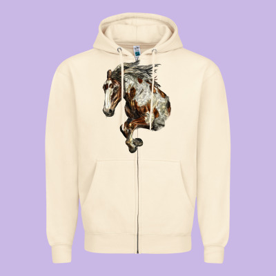 Mustang Horse Zipper Hoodie Designed By Lillyallendesigns