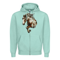 Seafoam Mustang Horse Zipper Hoodie - LillyAllenDesigns