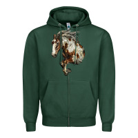 Sports Green Mustang Horse Zipper Hoodie - LillyAllenDesigns