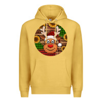 Antique Gold cute reindeer head Christmas Premium Hoodie - Jasminsmagicworld