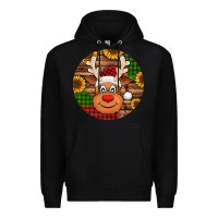 Black cute reindeer head Christmas Premium Hoodie - Jasminsmagicworld
