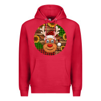 Cardinal cute reindeer head Christmas Premium Hoodie - Jasminsmagicworld