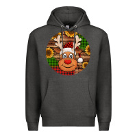 Charcoal Heather cute reindeer head Christmas Premium Hoodie - Jasminsmagicworld