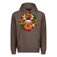 Coffee cute reindeer head Christmas Premium Hoodie - Jasminsmagicworld