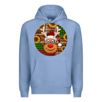 Colony Blue cute reindeer head Christmas Premium Hoodie - Jasminsmagicworld