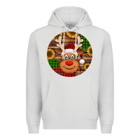 Dove Grey cute reindeer head Christmas Premium Hoodie - Jasminsmagicworld