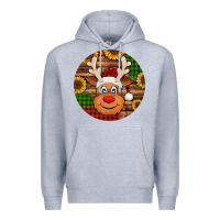 Heather Grey cute reindeer head Christmas Premium Hoodie - Jasminsmagicworld