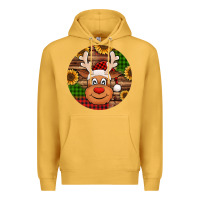 Mustard cute reindeer head Christmas Premium Hoodie - Jasminsmagicworld