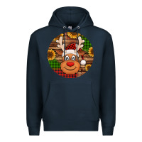 Navy cute reindeer head Christmas Premium Hoodie - Jasminsmagicworld