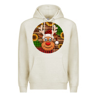 Oatmeal Heather cute reindeer head Christmas Premium Hoodie - Jasminsmagicworld