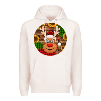 Pale Pink cute reindeer head Christmas Premium Hoodie - Jasminsmagicworld