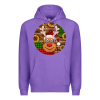 Purple cute reindeer head Christmas Premium Hoodie - Jasminsmagicworld