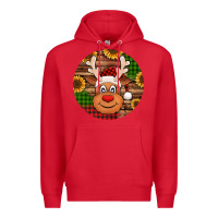 Red cute reindeer head Christmas Premium Hoodie - Jasminsmagicworld