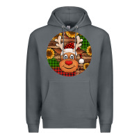 Rock cute reindeer head Christmas Premium Hoodie - Jasminsmagicworld