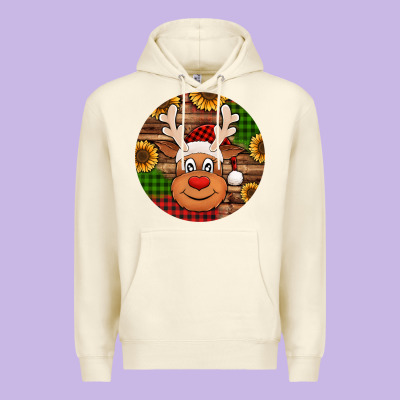 Cute Reindeer Head Christmas Premium Hoodie Designed By Jasminsmagicworld