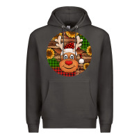 Smoke cute reindeer head Christmas Premium Hoodie - Jasminsmagicworld