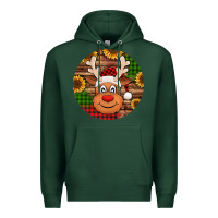 Sports Green cute reindeer head Christmas Premium Hoodie - Jasminsmagicworld