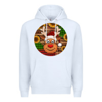 White cute reindeer head Christmas Premium Hoodie - Jasminsmagicworld