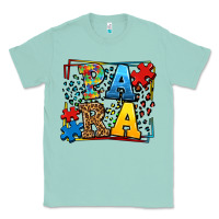 Seafoam autism leopard frame para Classic Tee - LillyAllenDesigns