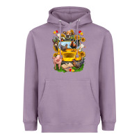 Lavender farm animals with school bus Heavyweight Hoodie - NancyCooperArtShop