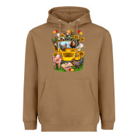 Toasted Coconut farm animals with school bus Heavyweight Hoodie - NancyCooperArtShop