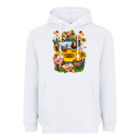 White farm animals with school bus Heavyweight Hoodie - NancyCooperArtShop