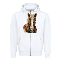 White Belgian Horse Zipper Hoodie - LillyAllenDesigns