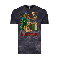 Cloud Black Skeleton tis the season Vintage Tee - FaDigitalArtStudio