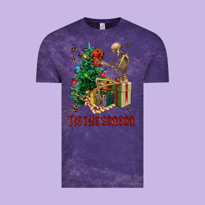 Skeleton Tis The Season Vintage Tee Designed By Fadigitalartstudio