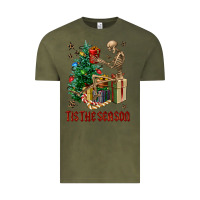 Vintage Olive Skeleton tis the season Vintage Tee - FaDigitalArtStudio