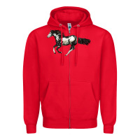 Red American Paint Horse Zipper Hoodie - LillyAllenDesigns