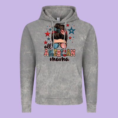 All American Mama Messy Bun Vintage Hoodie Designed By Zillion Design Studio