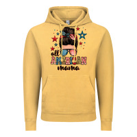 Vintage Mustard all american mama messy bun Vintage Hoodie - Zillion Design Studio