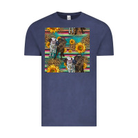 Vintage Denim two cute heifers seamless pattern Vintage Tee - HRA Design Shop