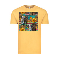 Vintage Mustard two cute heifers seamless pattern Vintage Tee - HRA Design Shop