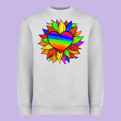 Lgbtq Color Heart And Sunflower Heavyweight Sweatshirt Designed By Hra Design Shop