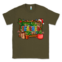 Army Green christmas teacher and coffe cup with board Classic Tee - AdoDesignShop